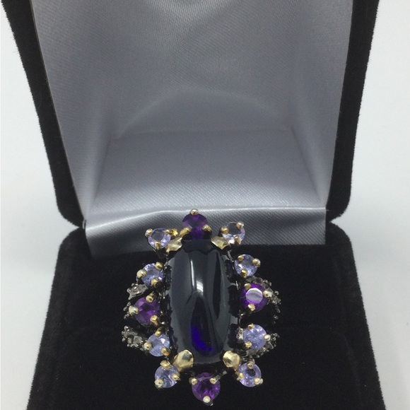 Rare Large Genuine Black Opal with Tanzanite & Amethysts - Picture 5 of 8